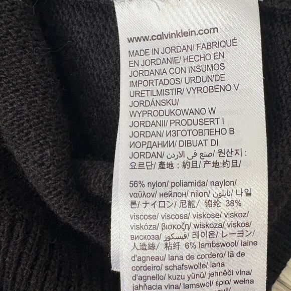 Calvin Klein Jeans Black Logo Knit Sweater Women’s L Y2K Spell Out Sleeve Back - Picture 5 of 7